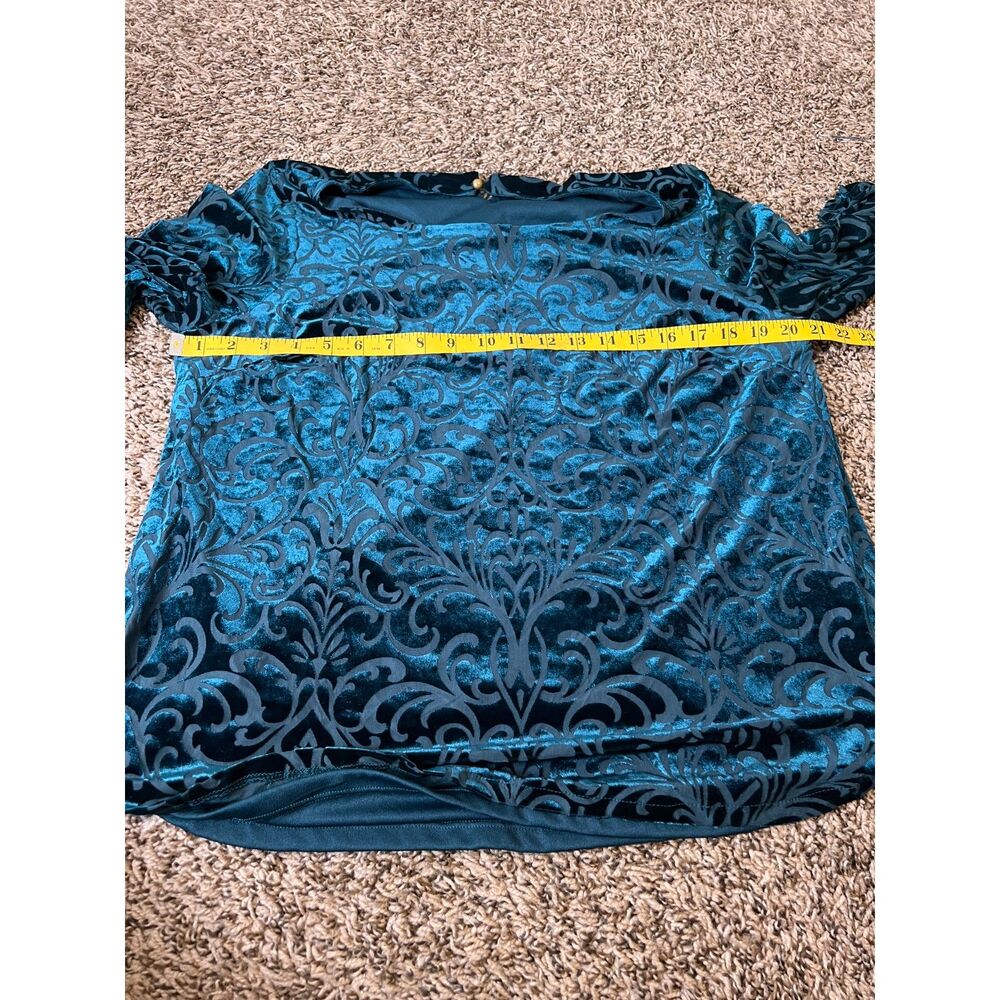 Dark Green Burnout Velvet Blouse Womens Sz S Fairy Grunge Whimsigoth Witchy - Picture 8 of 10